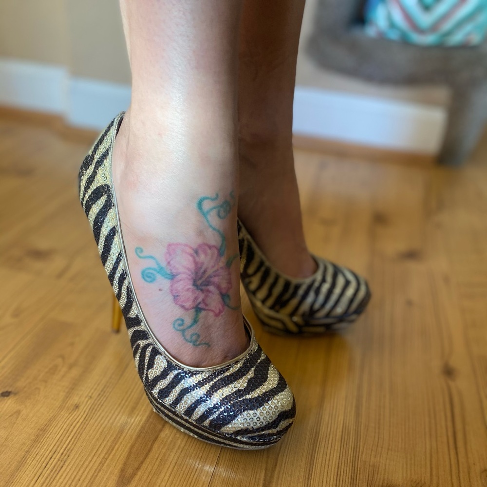 Zebra Sequined Heels - image 1